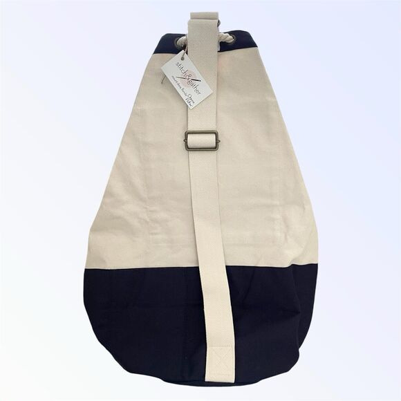 Canvas XL Drawstring Backpack Hand Crafted Bag Carry On Monogram Embroidered - Picture 6 of 13